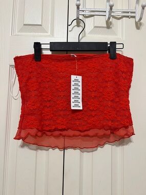 Urban Outfitters Red Lace Strapless Crop Top